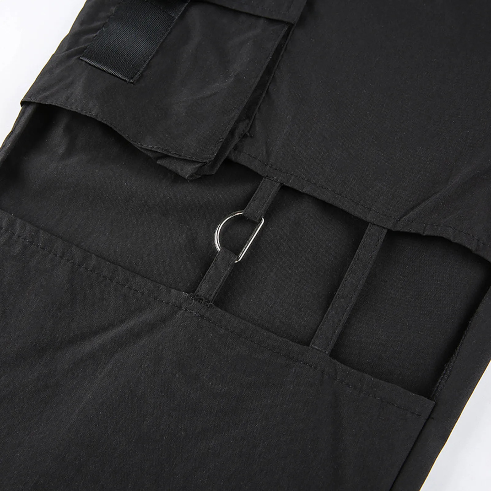 Sweatpants Women Autumn Cargo Pants Hollow Punk Workwear Belt Buckle High Waist Zipper Pants Y2k Street Retro Loose Pants 240821