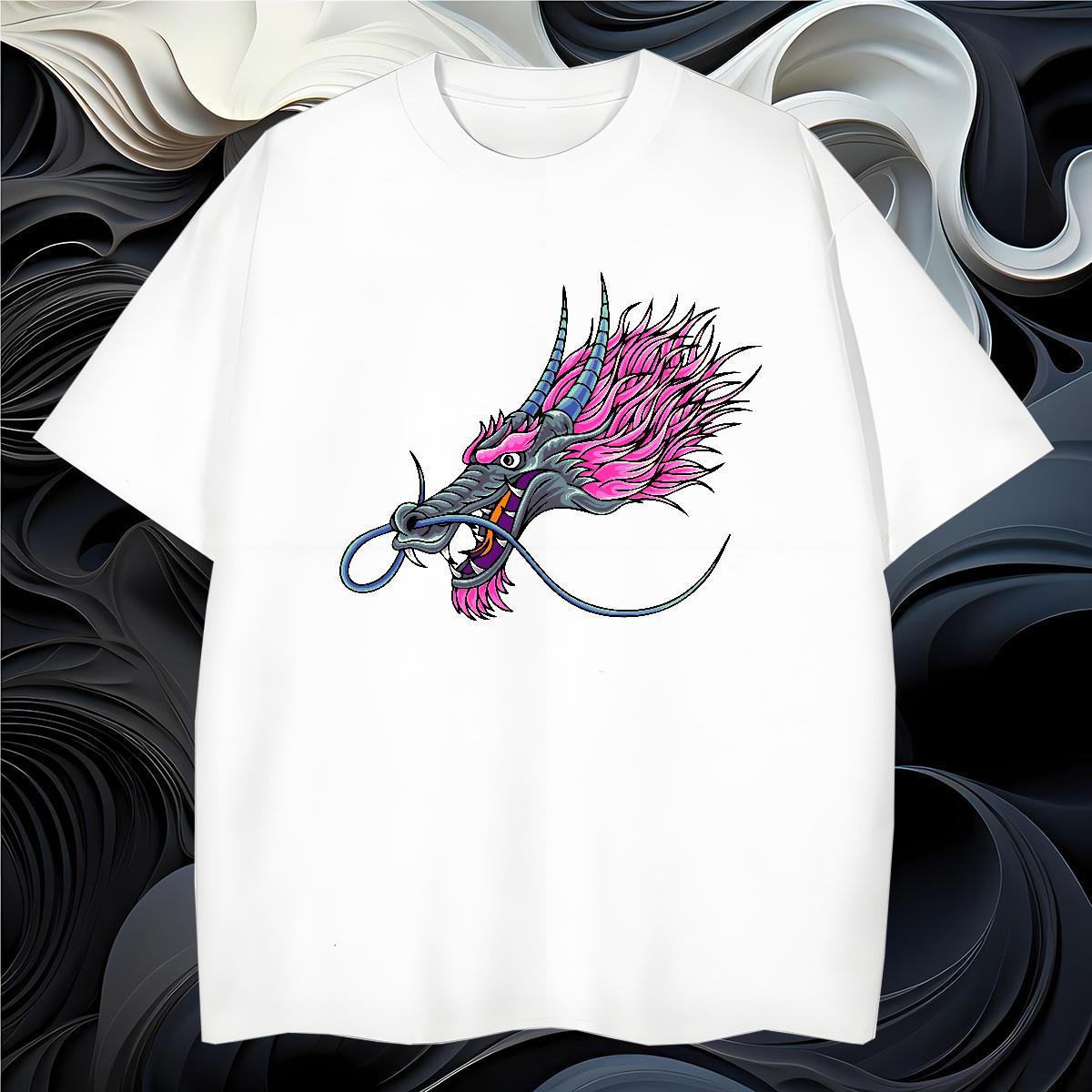 Loose Fit dragon head T Shirts Men Street wear Hip Hop Tshirt for Man Woman 230g Cotton 2024 Designer Breathable Soft Custom Print Plus Size Tops Shir