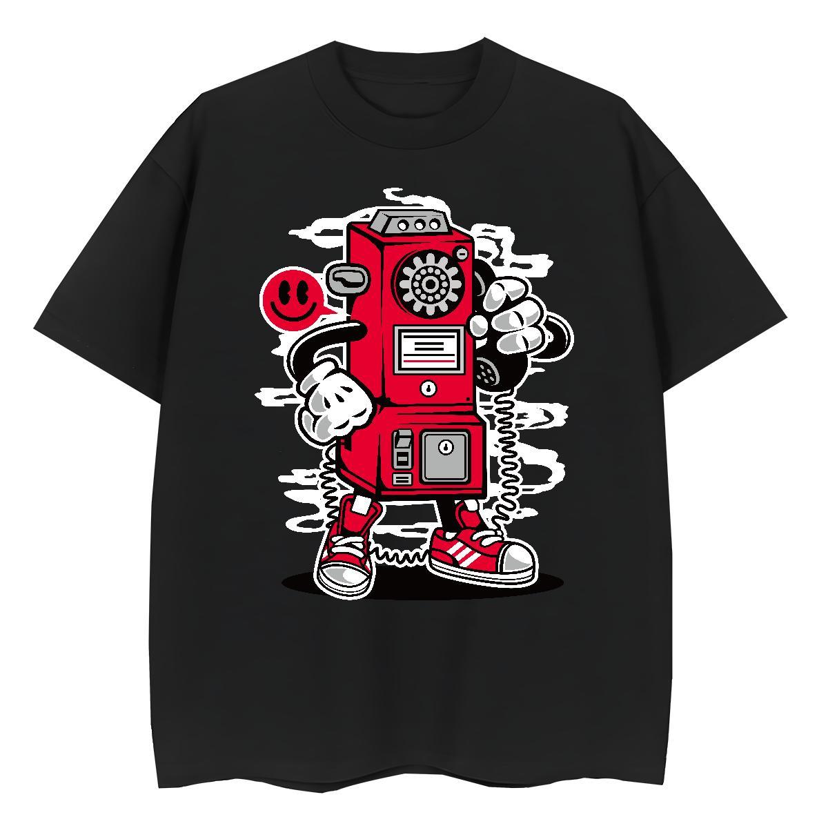 TOP Quality Men Tshirts Street 230g Cotton Custom Anime O Neck Short Sleeves robot T Shirts Men DIY Clothings