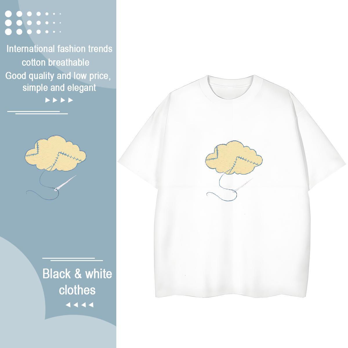 Loose fit Tshirt for Man Woman 230g 100% Cotton painting Beach Woman T Shirts Short Sleeve O-Neck DIY Anime Clothes Shirt