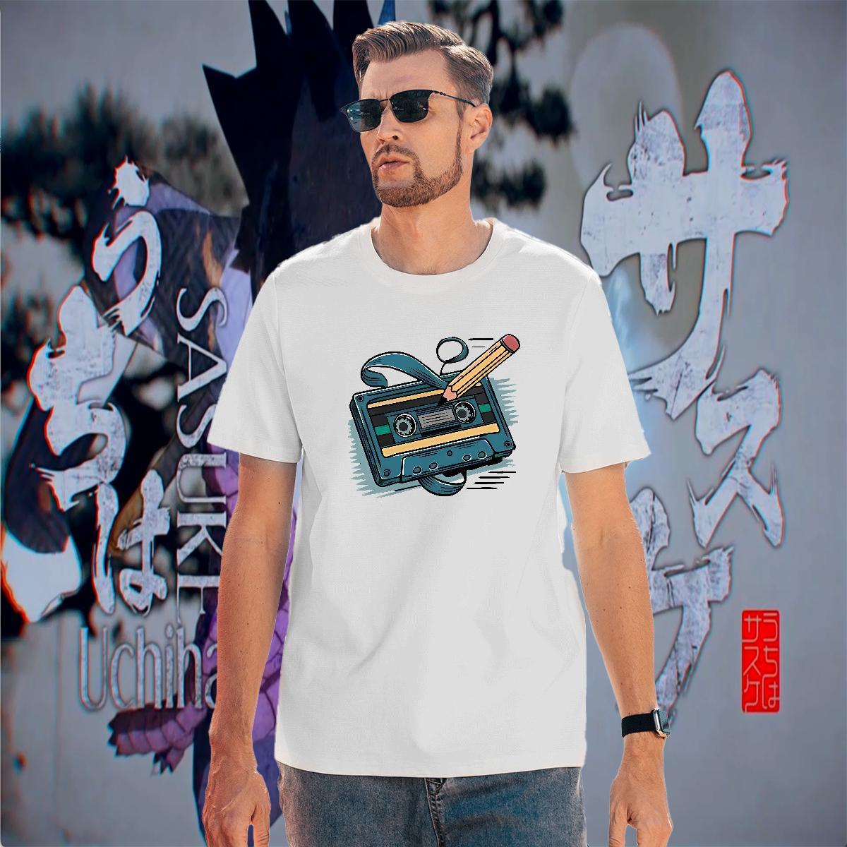Wholesale Men Tees Street Wear 230g 100% Cotton DIY Anime Short Sleeve O-Neck radio T Shirt For Man Classic Tops Shirt