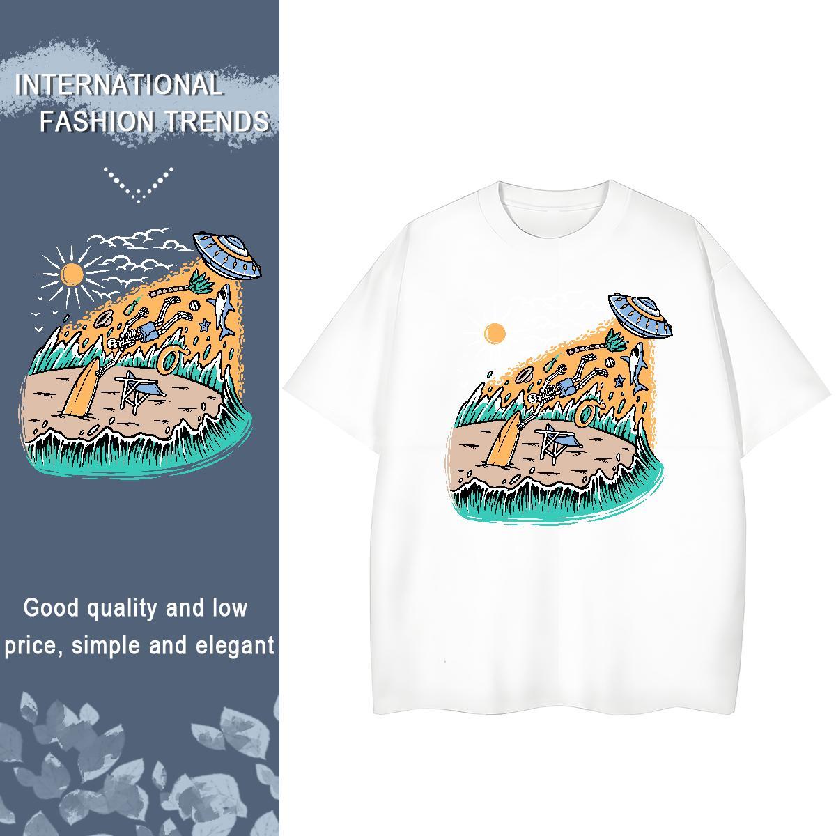 2024 DIY T Shirt For Woman Crew Neck Breathable 100% Cotton 230g Couples T Shirts Custom Cartoon ET Home Outdoor Comfortable Clothings