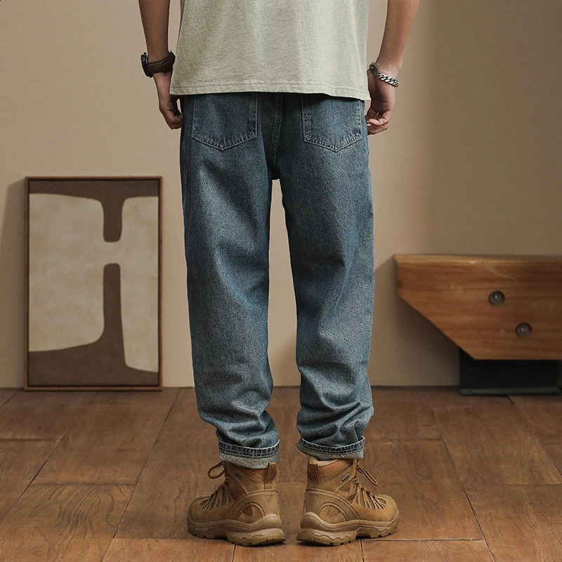 High end fashion Japanese loose harem pants mini tapered casual mens jeans 240821