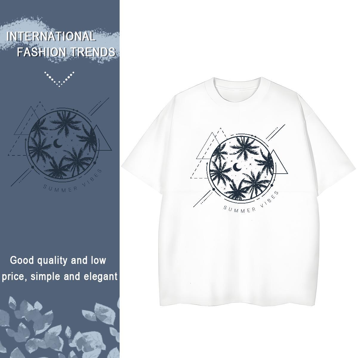Stylist Women T Shirts Breathable Crew Neck 230g Pure Cotton Women Tshirts Cartoon Print tree Casual Beach Comfortable Top Shirts
