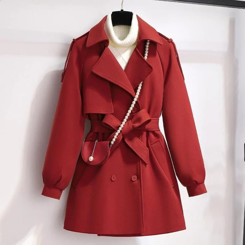 Femme Wool Jacket Women Autumn Winter Coat Female Outerwear Short Windbreaker Long Sleeve Tops Black Overcoats 240822