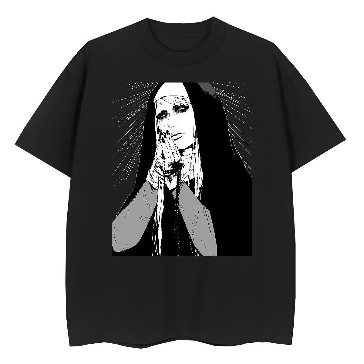 Wholesale Woman Tshirt 100% Cotton 230g pray Hip Hop Street T-Shirts Breathable Short Sleeve Skull Wear