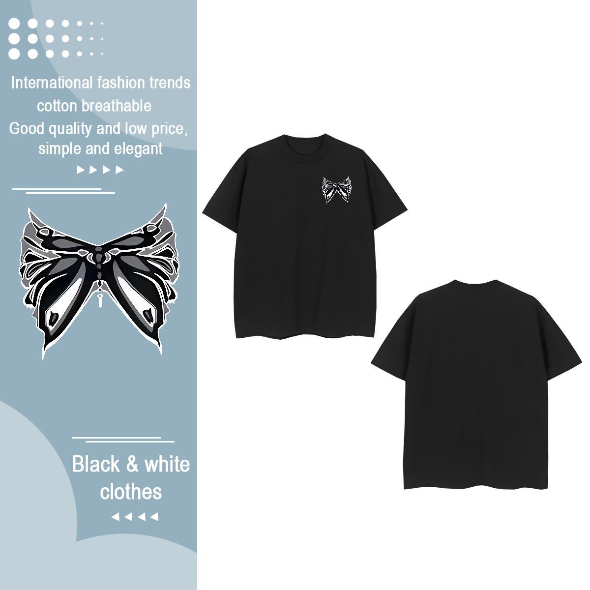 Fashion New T-Shirts for Women 230g 100% Cotton O-Neck Short Sleeve Hip Hop Street bowknot Unisex Tshirts Female DIY Anime Printed Top Tees