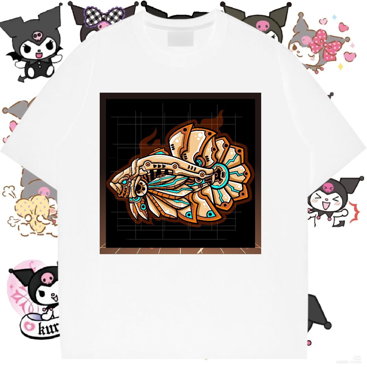 Factory Direct Woman T Shirts O Neck Short Sleeves 100% Cotton 230g Womens Tshirts DIY Printed Robotic fish Spring Summer Popular Clothes Shirt