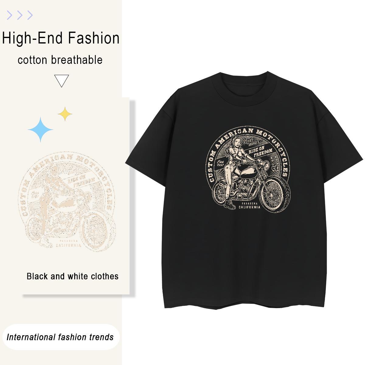 TOP Quality T Shirts Women 230g Cotton O Neck Short Sleeves Sport Motorcycle Couples T Shirts Female Plus Size Custom Tops