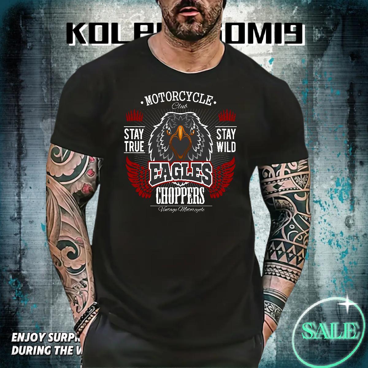 High Quality Men Tees Casual Beach 230g Pure Cotton Custom Cartoon Breathable eagle T-Shirts for Men 2024 New Polos