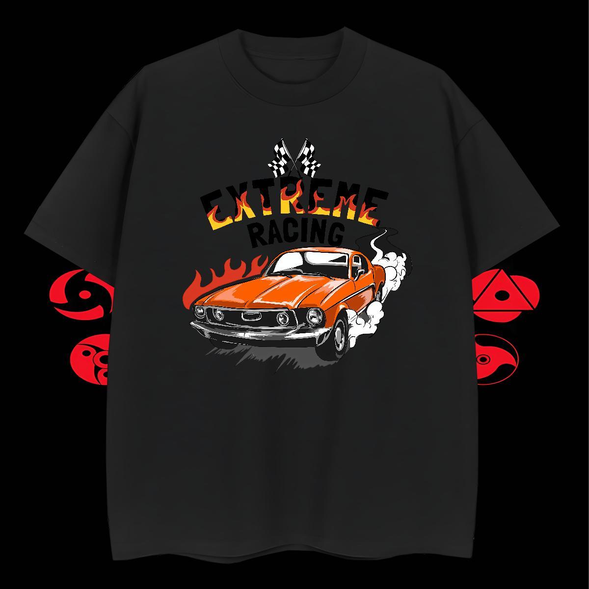 Loose Fit Men Tops Tees Casual Daily Wear 230g Cotton Black White Pure Cotton car T Shirt For Man Classic Casual Clothes