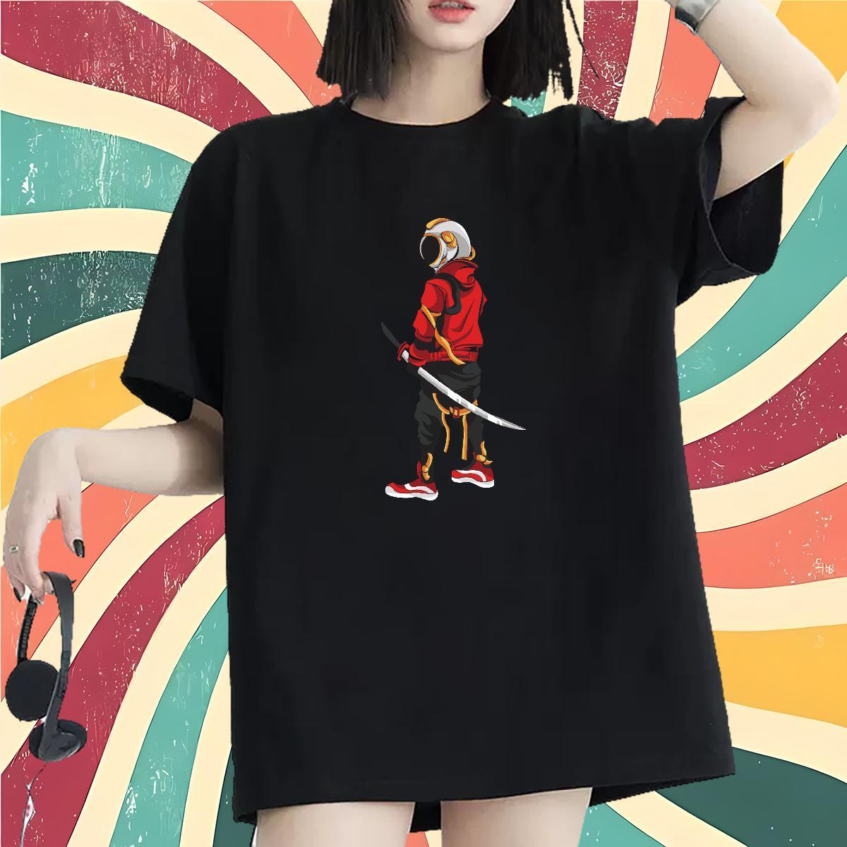 Loose Tshirt for Man Woman 230g Cotton cosmonaut Daily Outfit T-Shirts Short Sleeve O-Neck Custom Print Plus Size Tops Shirt