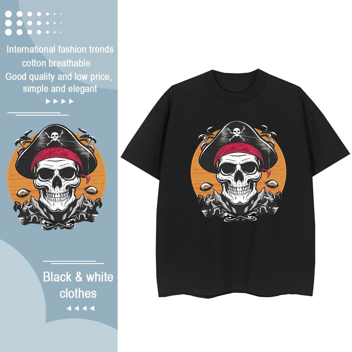 2024 Casual T-Shirts 230g Pure Cotton Round Neck Short Sleeve Daily Outfit hat Women Tees Loose Cartoon Printing L-4XL Clothes