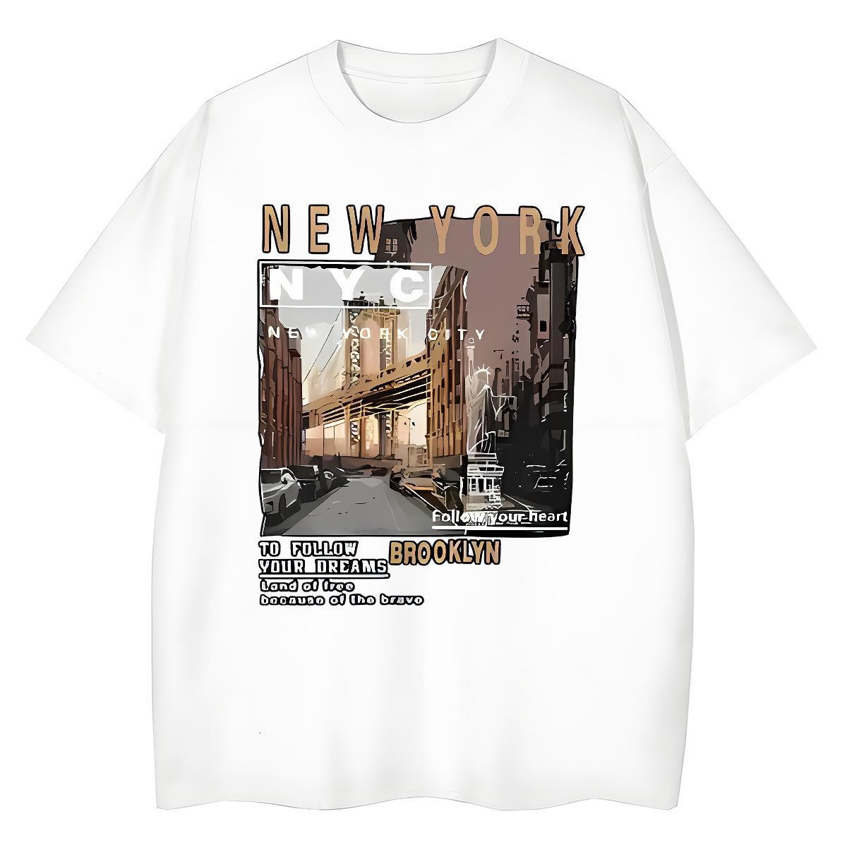 High quality Womens Tshirts 100% Cotton 230g New York Home Outdoor Women T Shirts Breathable Soft Plus Size Custom Tops Shirt