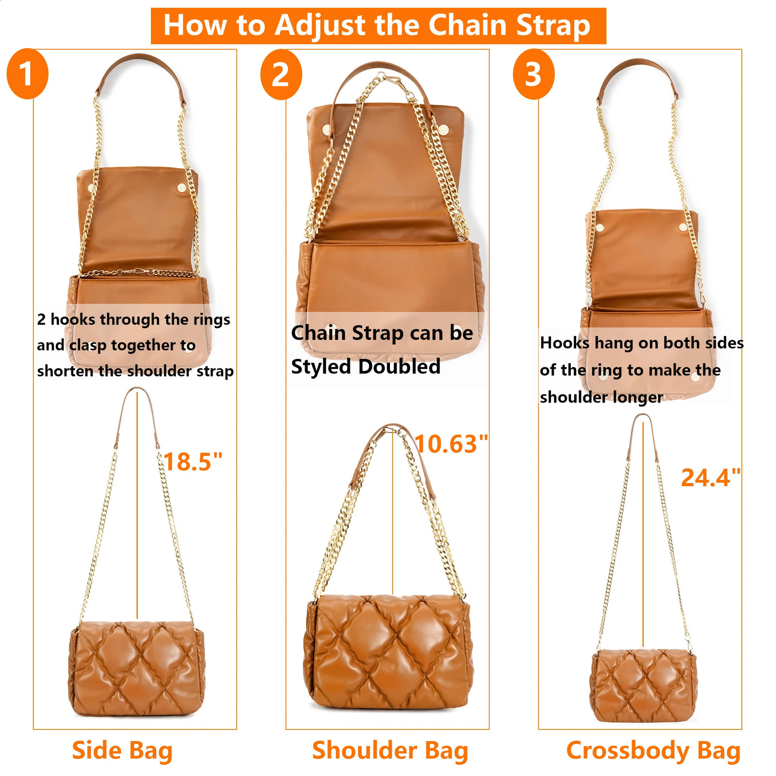 Herald Quilted Pillow Shoulder Bag for Women with y Chain Padded Puffer Puffy Trendy Ruched Crossbody Handbag Side Purse 240821