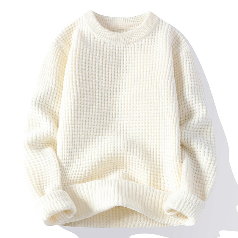Autumn/Winter Men Solid color Grid pattern weater Mens Fashion Casual Sweaters Thick Warm wool pulloversb size M-3XL 240821