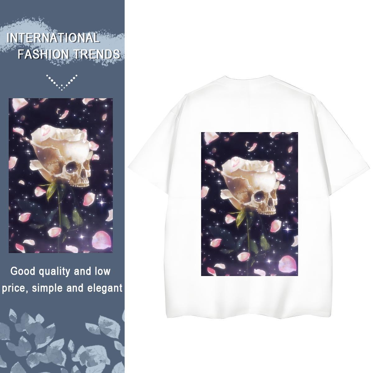 Classic T-Shirts 230g 100% Cotton Short sleeve Soft Casual Daily Wear skull Womens Tshirts Female Custom Print Plus Size Clothings