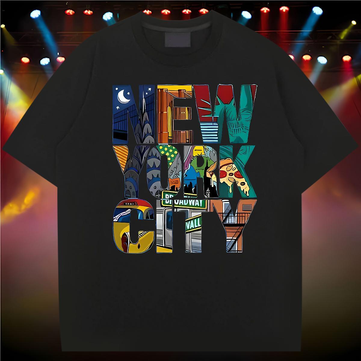 Cool New York T Shirts Men Sport Mens Tshirts 100% Cotton 230g Factory Direct Crew Neck Cartoon Printing L-4XL Tops