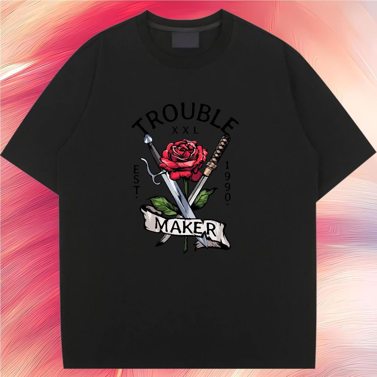 Casual New Womens T Shirts Comfortable 100% Cotton 230g Lady T shirt DIY Anime Printed rapier Outdoor Nice Tops