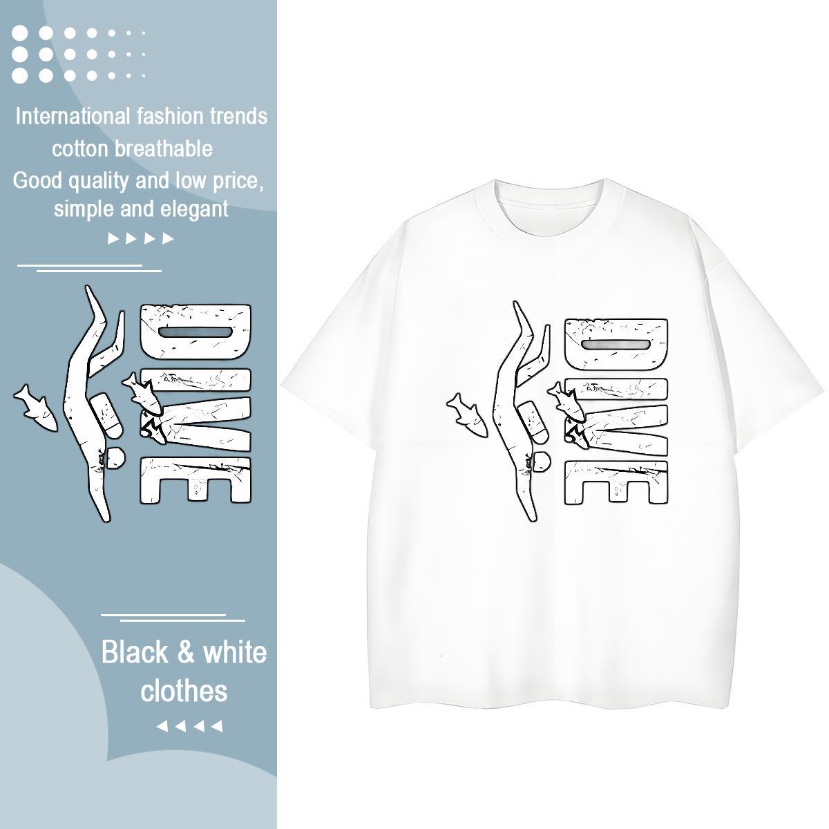 Lady Woman Tshirt 230g Pure Cotton English Sports Casual Womens T Shirts O-Neck Short Sleeve Plus Size Cartoon Wear