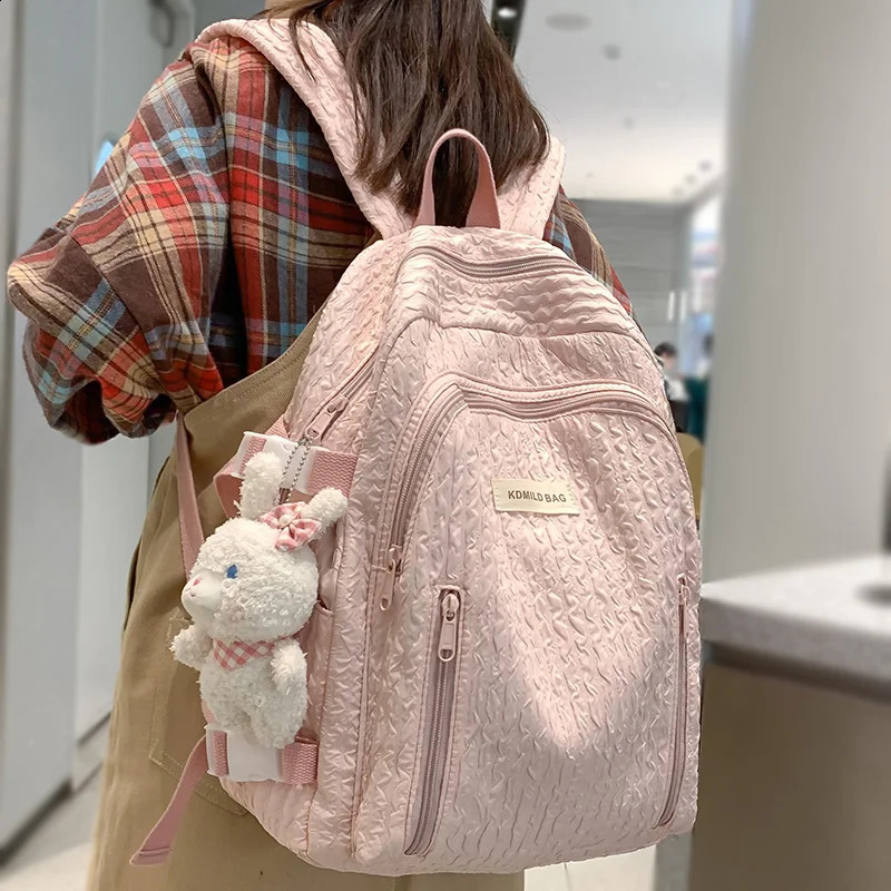 Lady Leisure Pink Women Kawaii Nylon Laptop Book Bag Trendy l Travel School Bag Fashion Cute Female College Backpack Cool 240822