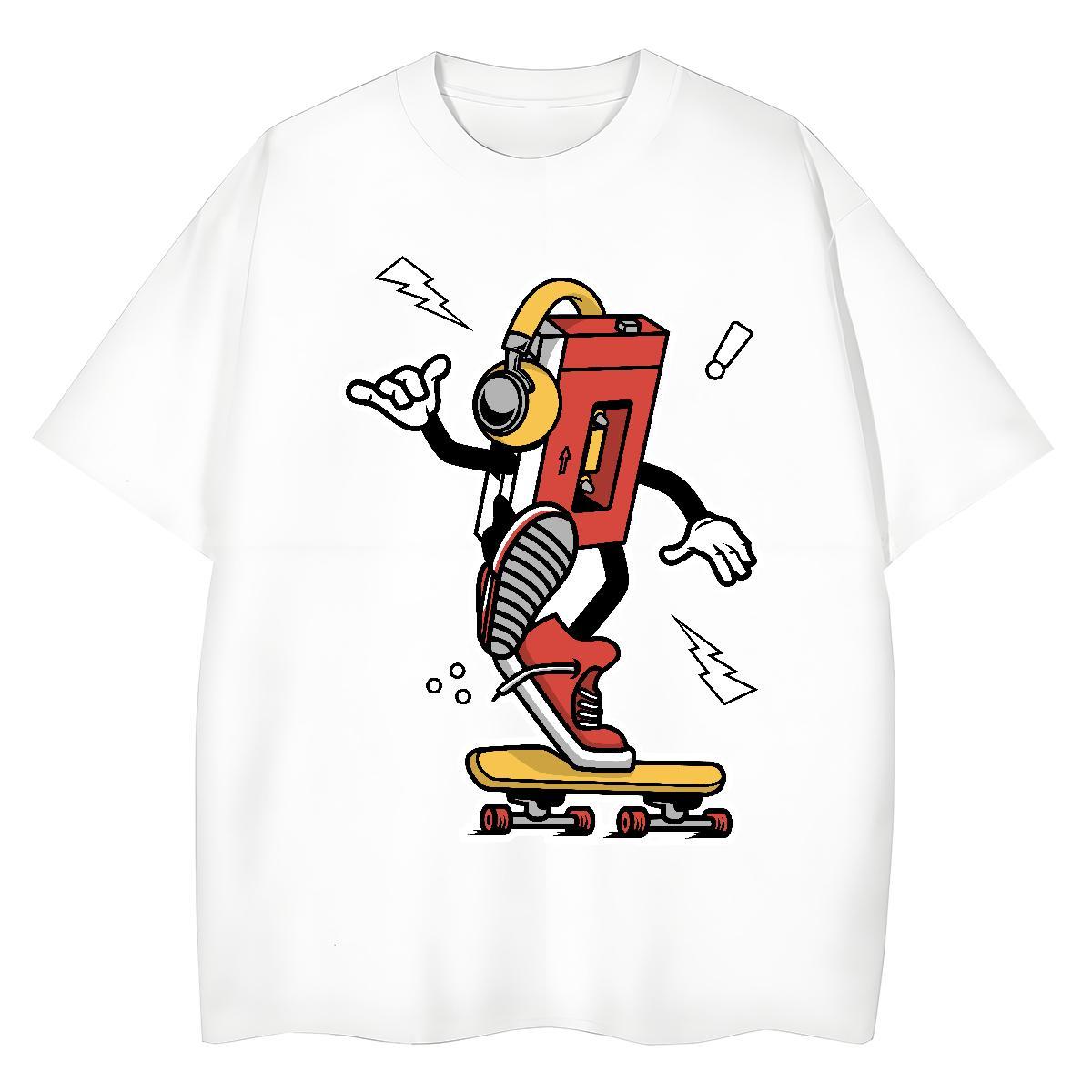 Soft Tshirts Sport 100% Cotton 230g DIY Anime O Neck Short Sleeves skateboarding T Shirts Men Fashion Design Tee Shirt