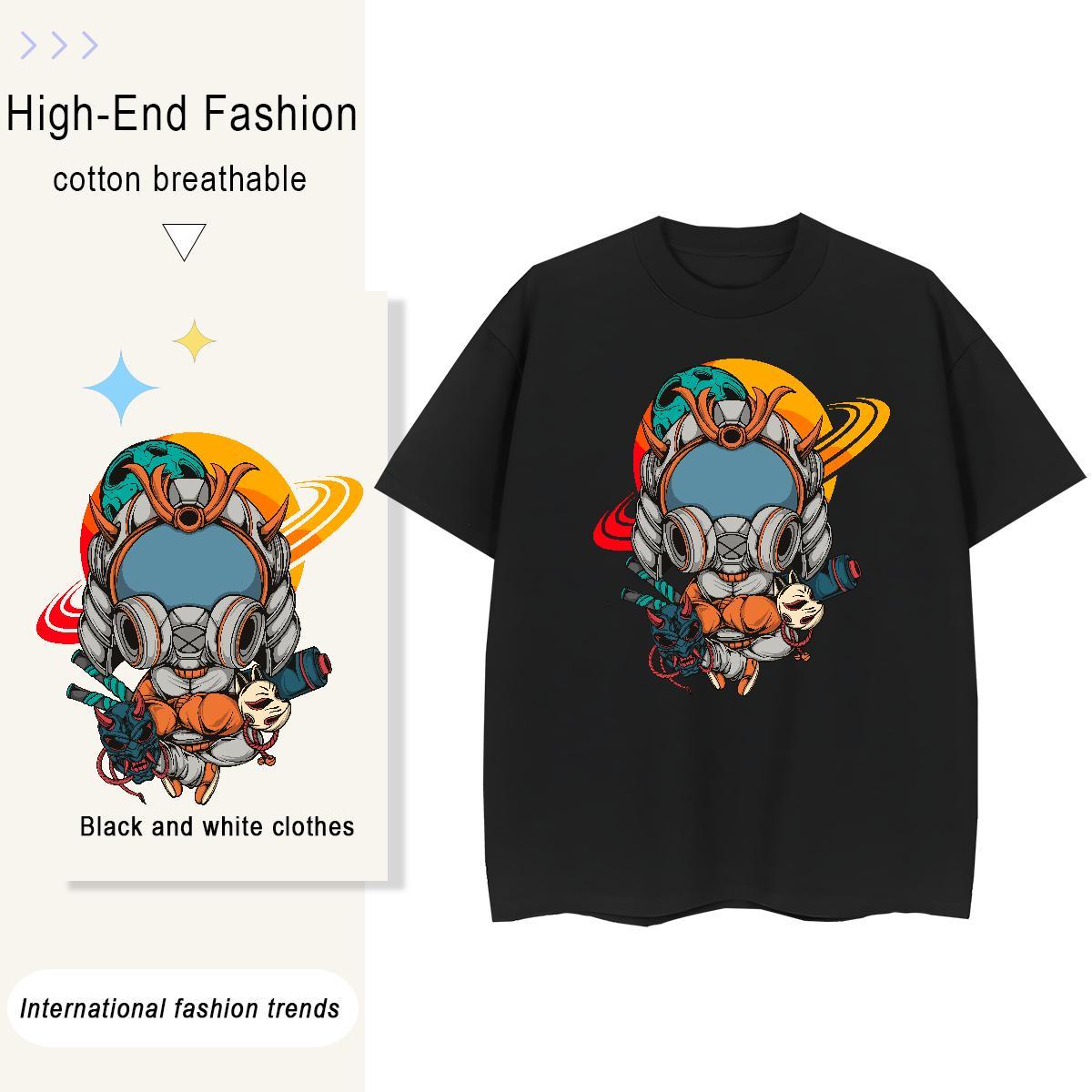Unisex Women Tees 230g Cotton universe Hip Hop Women T Shirts Breathable Short Sleeve Black White Clothings