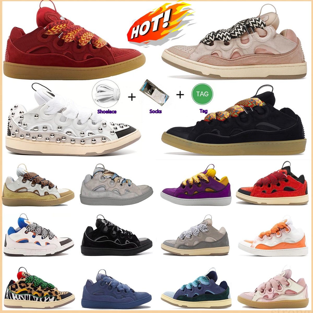 Luxury Langfan Brand Spring shoes Sneakers Autumn Casual Couple Shoes Women Fashion Platform Lace Up Flat Shoe Cozy Breathable Sneakers Unisex Langfan bread shoes