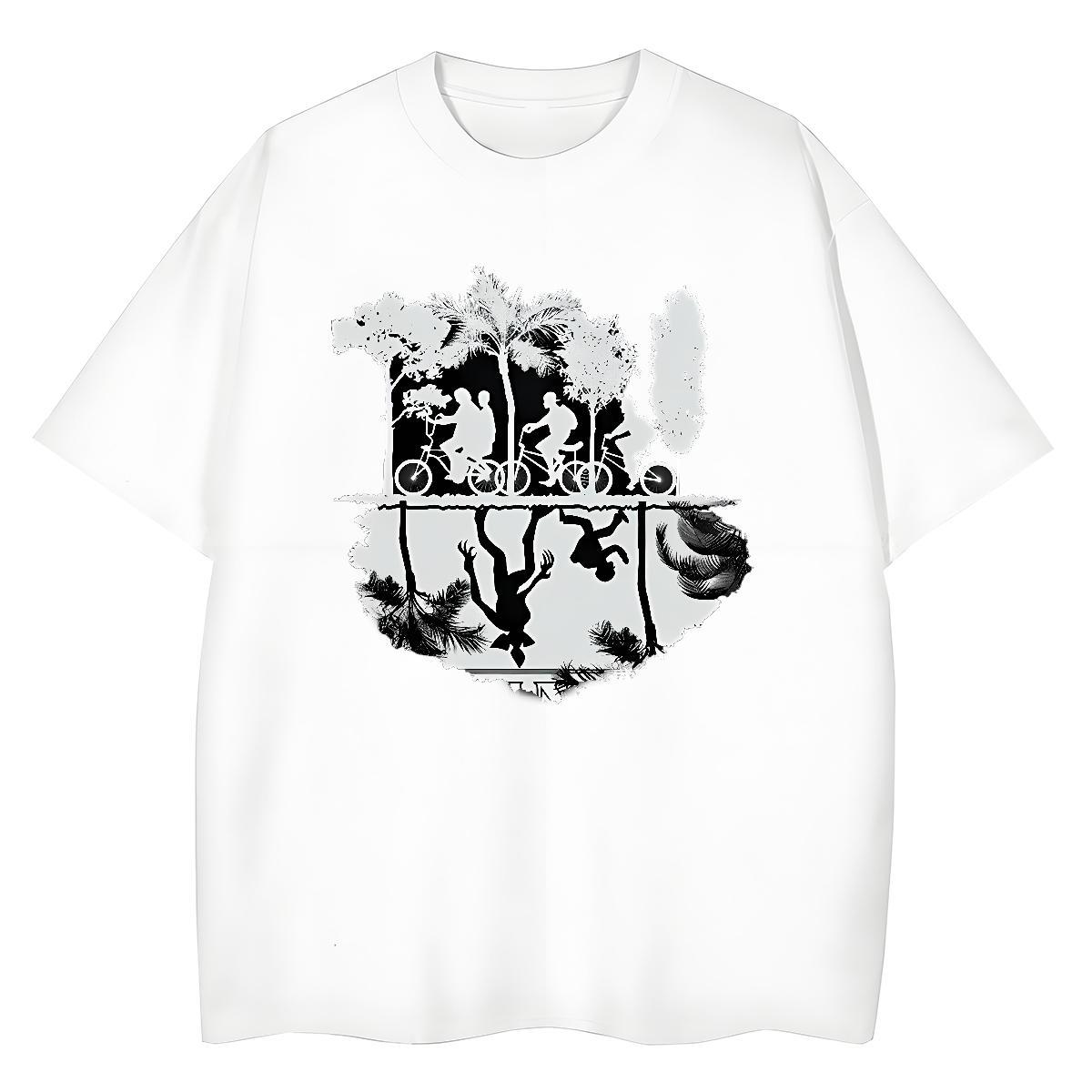 2024 Casual T Shirt For Woman Breathable Crew Neck 100% Cotton 230g Unisex Tshirts Skull shadow Street Casual Lady Tops Shirt