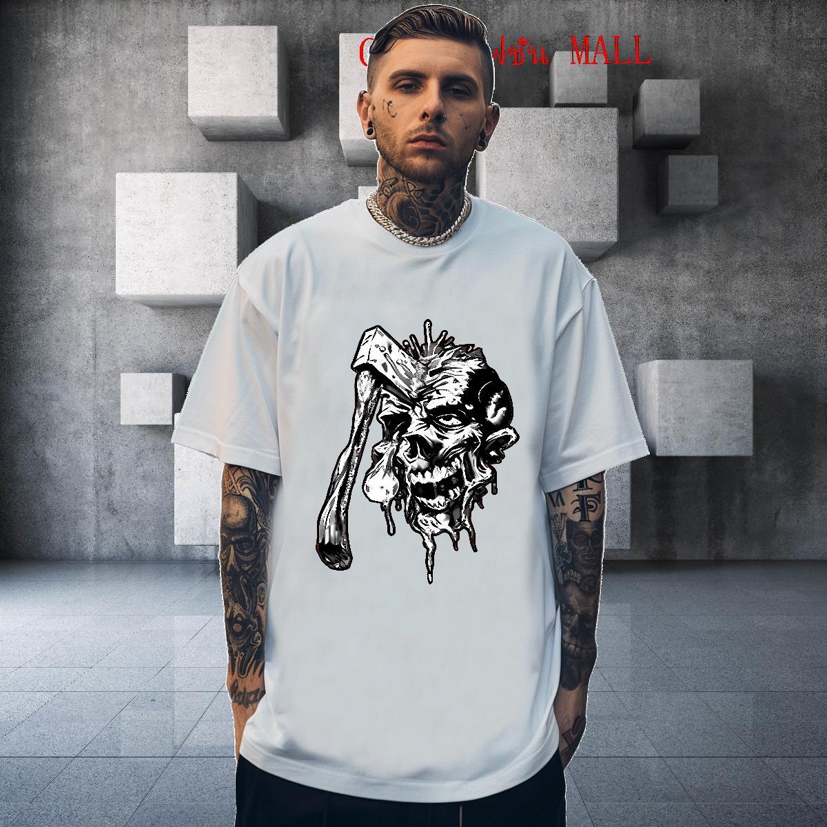 Casual New Men Tees 230g Pure Cotton Anime Printing Street axe Breathable Short Sleeve Men T Shirts High Quality DIY Logo Oversized Tee Shirt