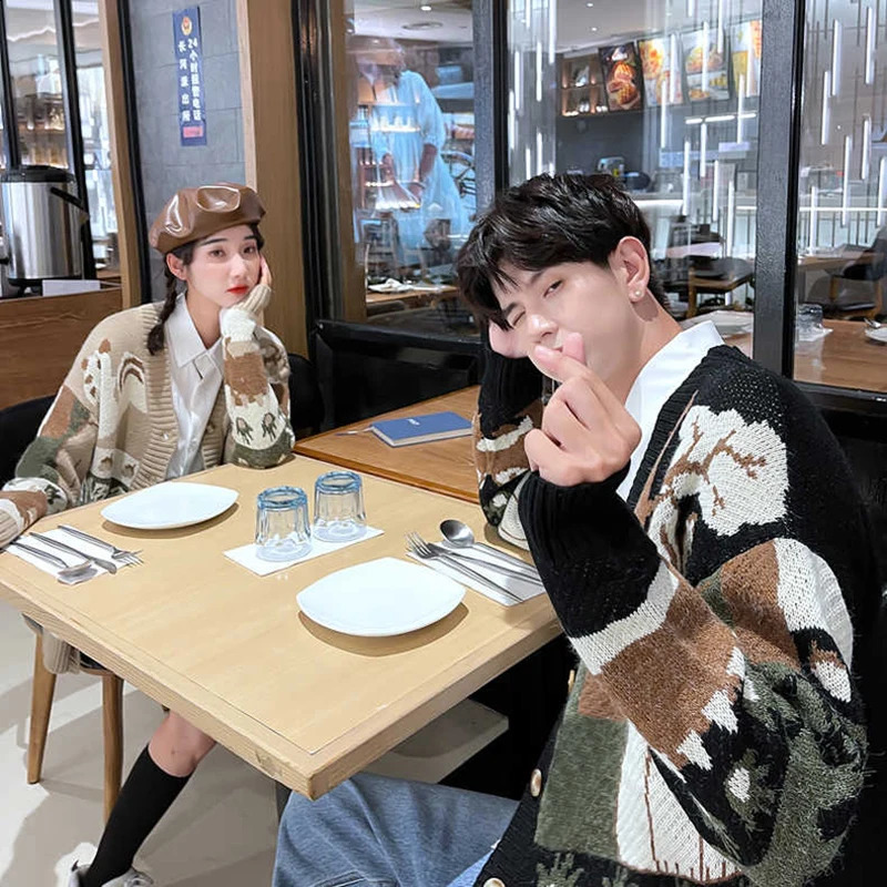 Retro knitted sweater mens Pullover Y2K ultrathin slim fit elastic winter Harajuku Japanese streetwear top 240821