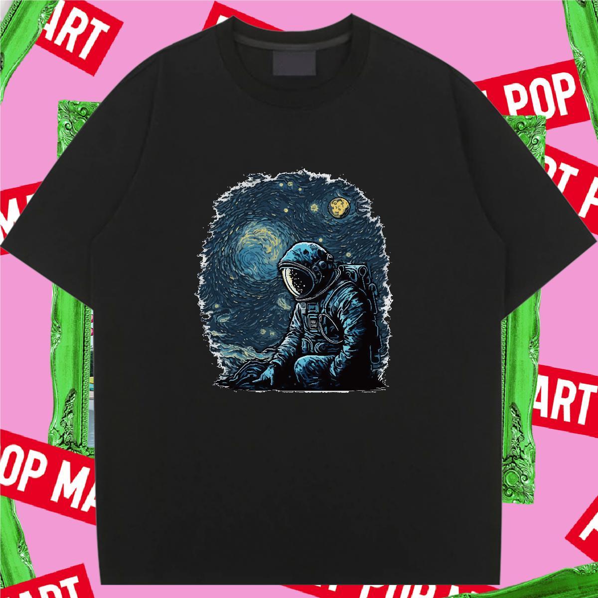 Unisex Tshirt for Man Woman 100% Cotton 230g cosmonaut Home Outdoor Women T Shirts Breathable Crew Neck Cartoon Printing L-4XL Tshirts