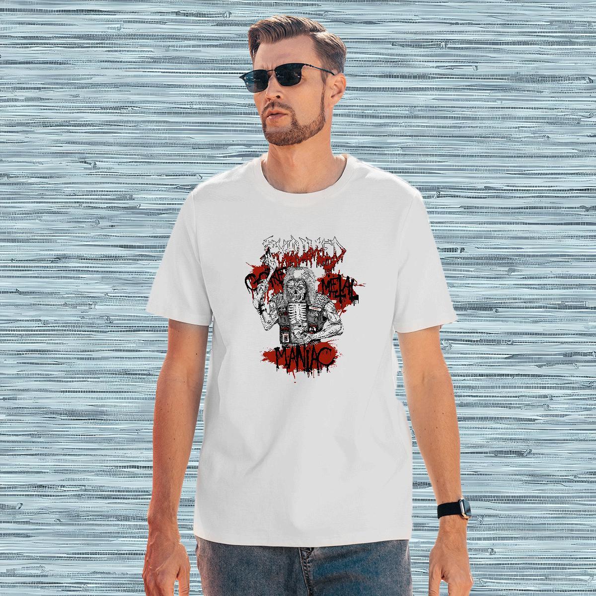Wholesale Summer Casual Tshirts skull Breathable Crew Neck 230g Cotton Men T Shirts Loose Custom Printing Clothes