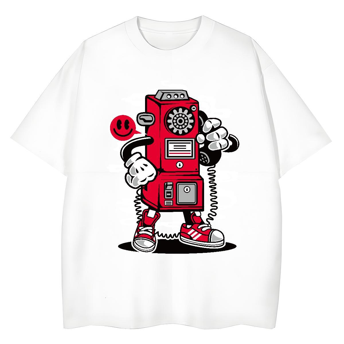 TOP Quality Men Tshirts Street 230g Cotton Custom Anime O Neck Short Sleeves robot T Shirts Men DIY Clothings
