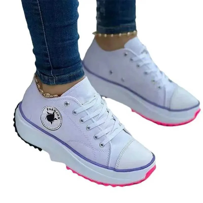 Casual Shoes Womens High-End Brand Sports Shoes Comfortable Breathable Ladies Canvas Shoes Casual Shoes Flat Lace Up for WomenL464