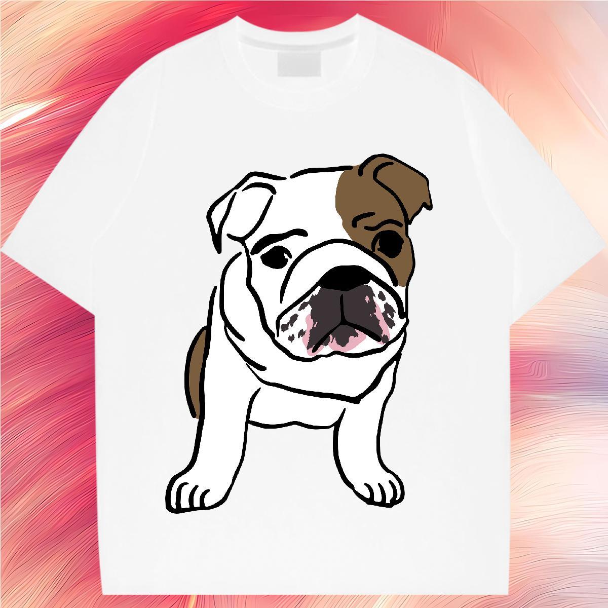 Fashion Casual Woman T Shirts Round Neck Short Sleeve 230g Cotton Tshirt for Man Woman DIY Logo Dog Hip Hop High quality Tops