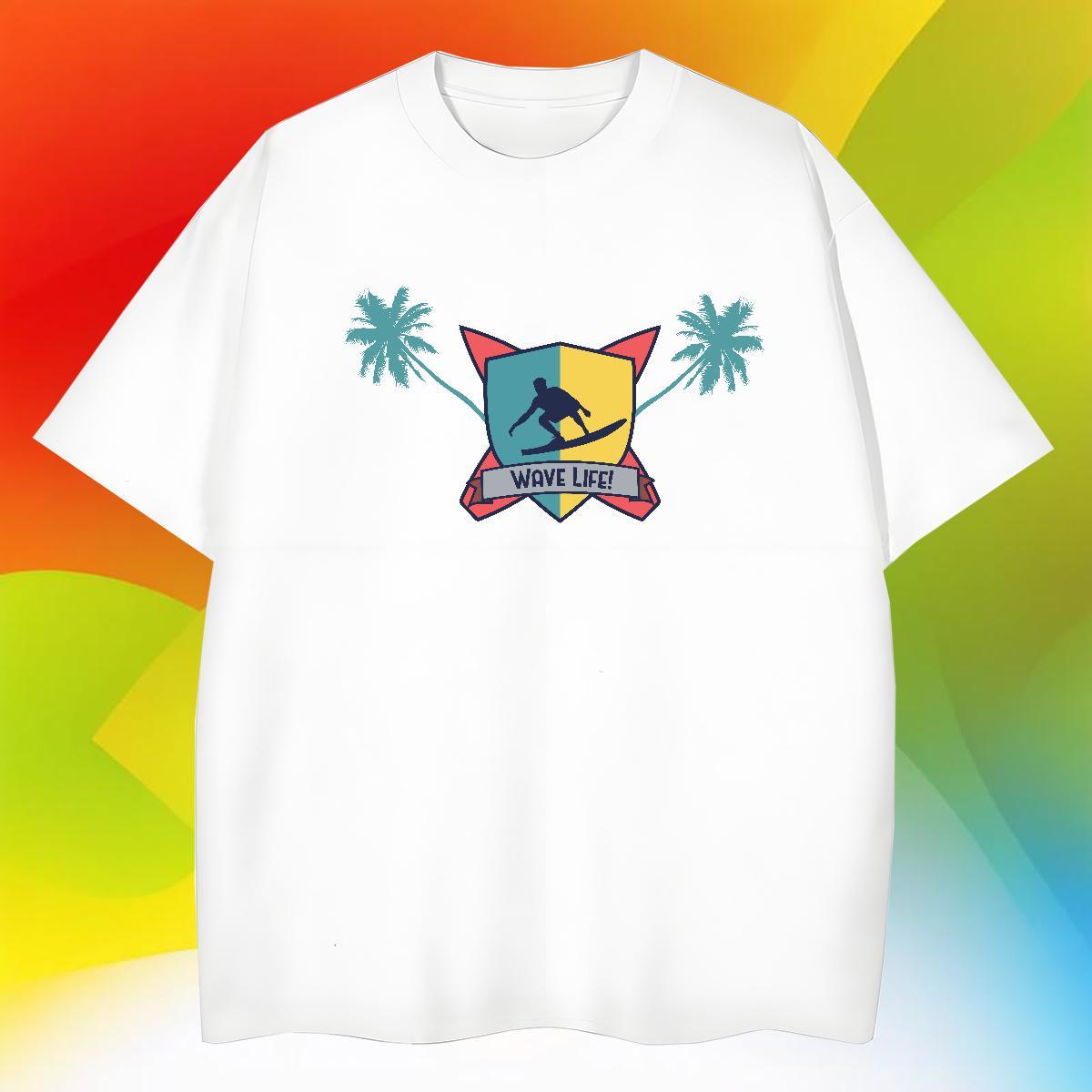 Unisex Mens Tshirts High Street Hip Hop 230g Cotton Customized Print Short Sleeve Soft beach T Shirts Men 2024 New Polos