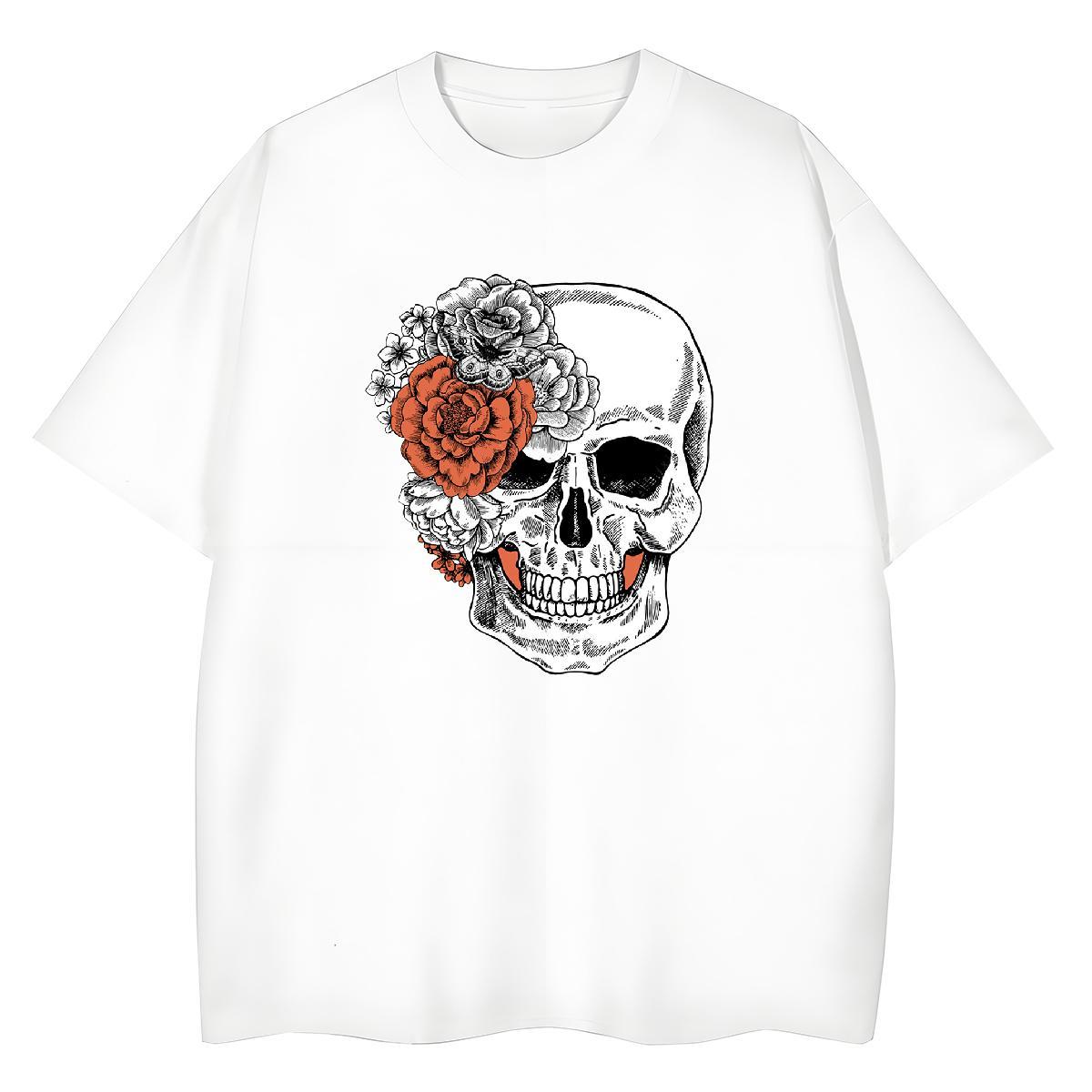 Designer T Shirt For Woman 100% Cotton 230g Short Sleeve O-Neck Sport flower Womens Tshirts Soft Skull Tops