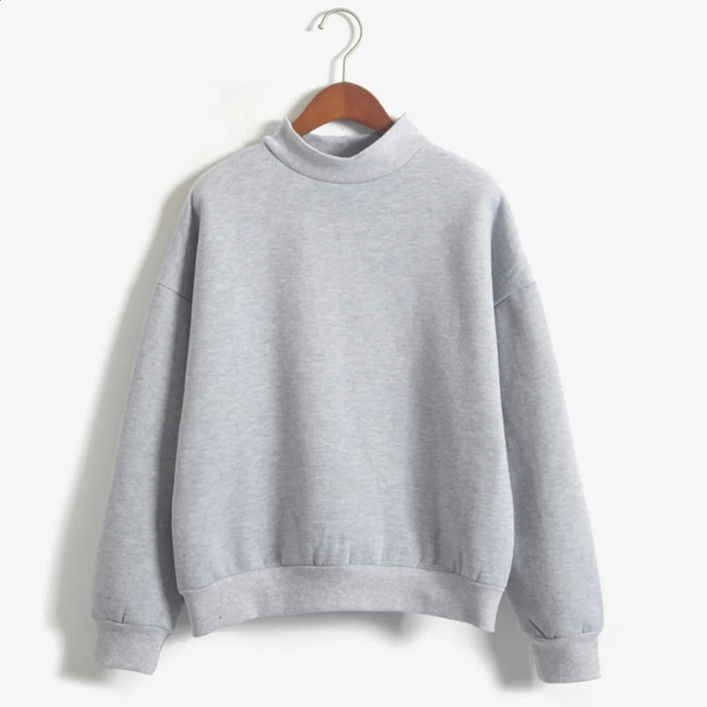 Spring Autumn Turtleneck Sweatshirt Cute Women Pullover Top Multi Colors Casual Loose Solid Color Thick Hoodie Females Wholesale 240822