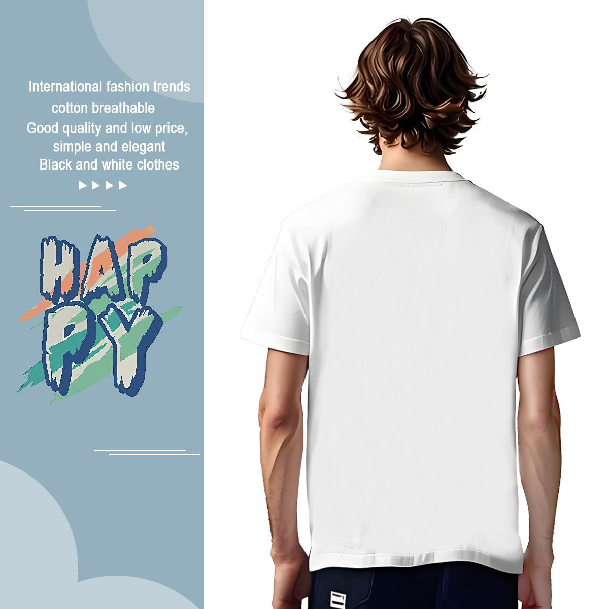 Loose happy Man T Shirts Outdoor Tshirts 230g 100% Cotton 2024 Designer Crew Neck Cartoon Print Clothes