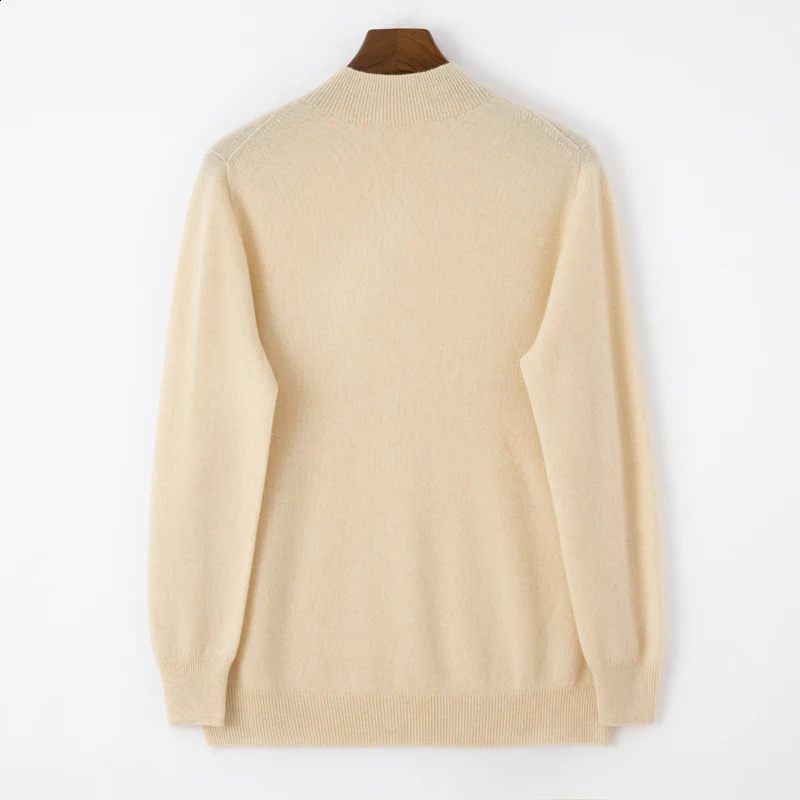 Autumn/Winter Cashmere Sweater Mens 100%Merino Wool Knit Pullover Business Casual Half High Collar Long Sleeve Sweater 240821