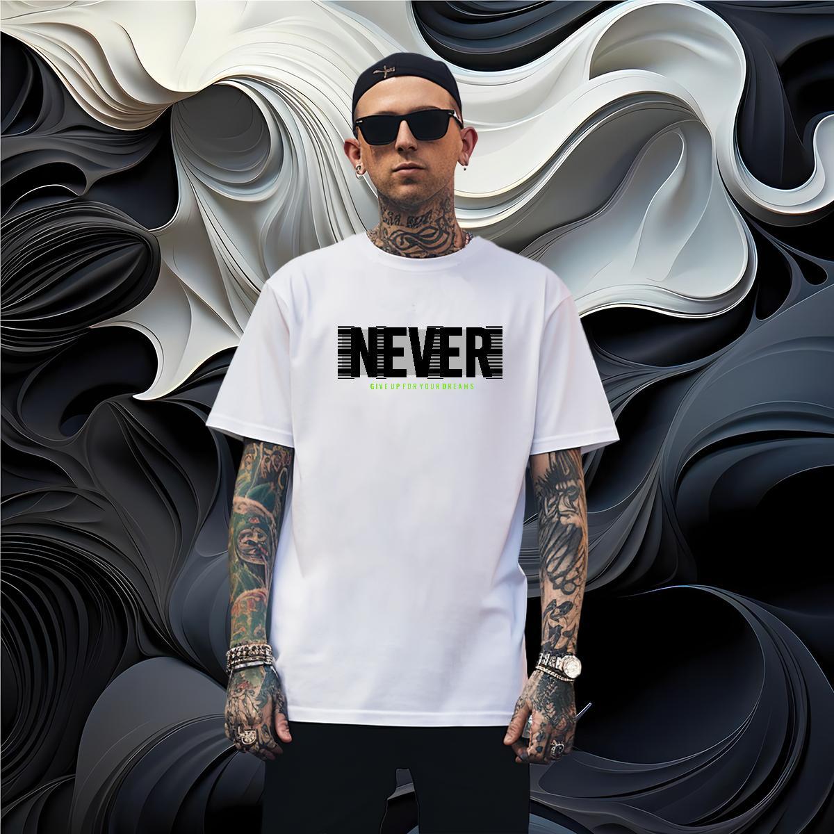 Designer never T-Shirts Casual Beach Men Tops Tees 230g Pure Cotton Designer Fashion Breathable Short Sleeve Plus Size Cartoon Tops Shirt