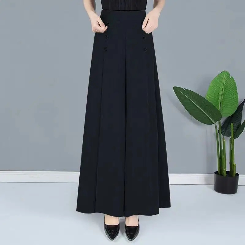 Summer Skirt Pants High Waist Straight Wide Leg Pant for Women Casual Loose Fashionable Fold Oversized Ladies Clothes y2k 240821