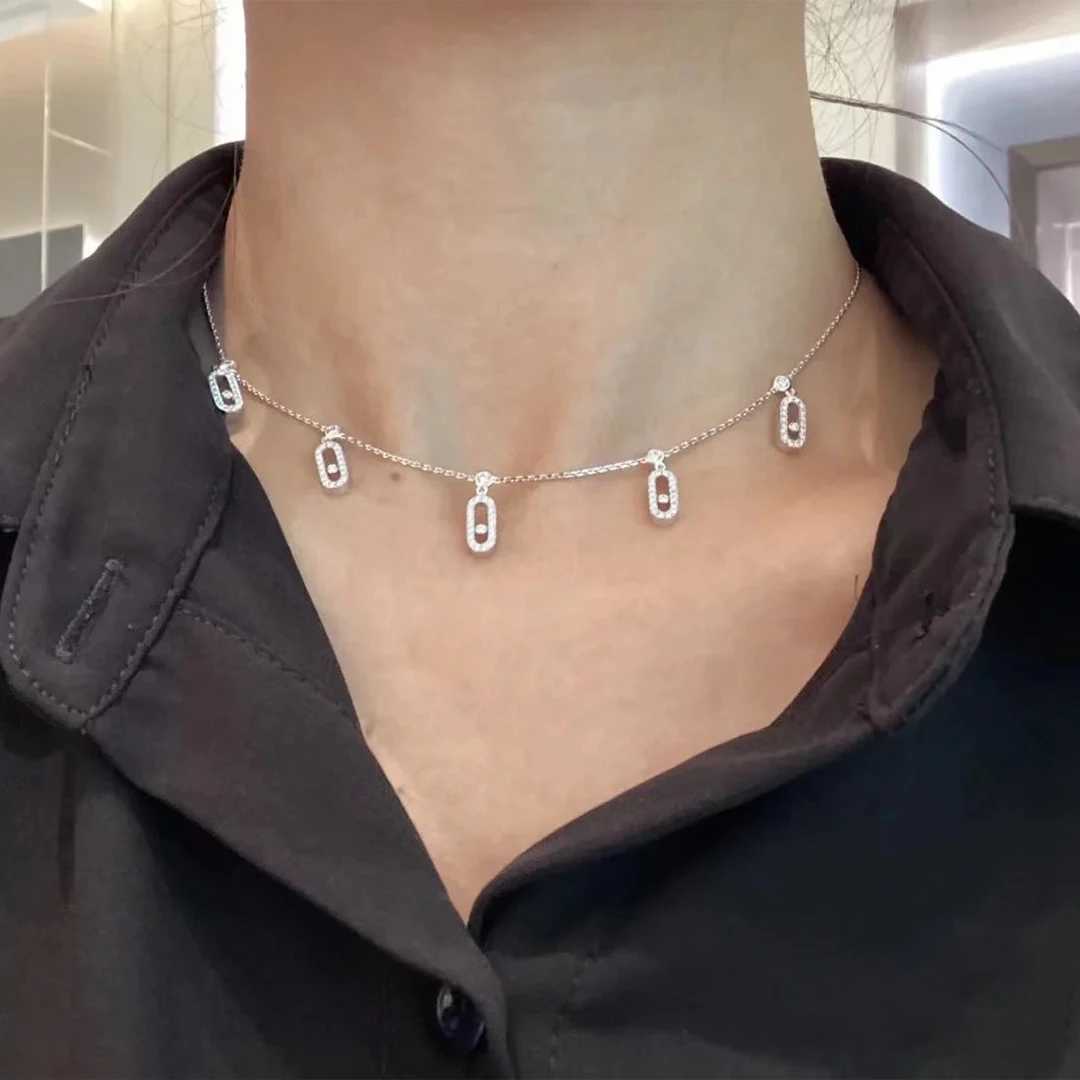 925 Sterling Silver Luxury Jewelry Classic Mobile Diamonds 5 Water Drop Diamonds Womens Diamond Pendant Necklace