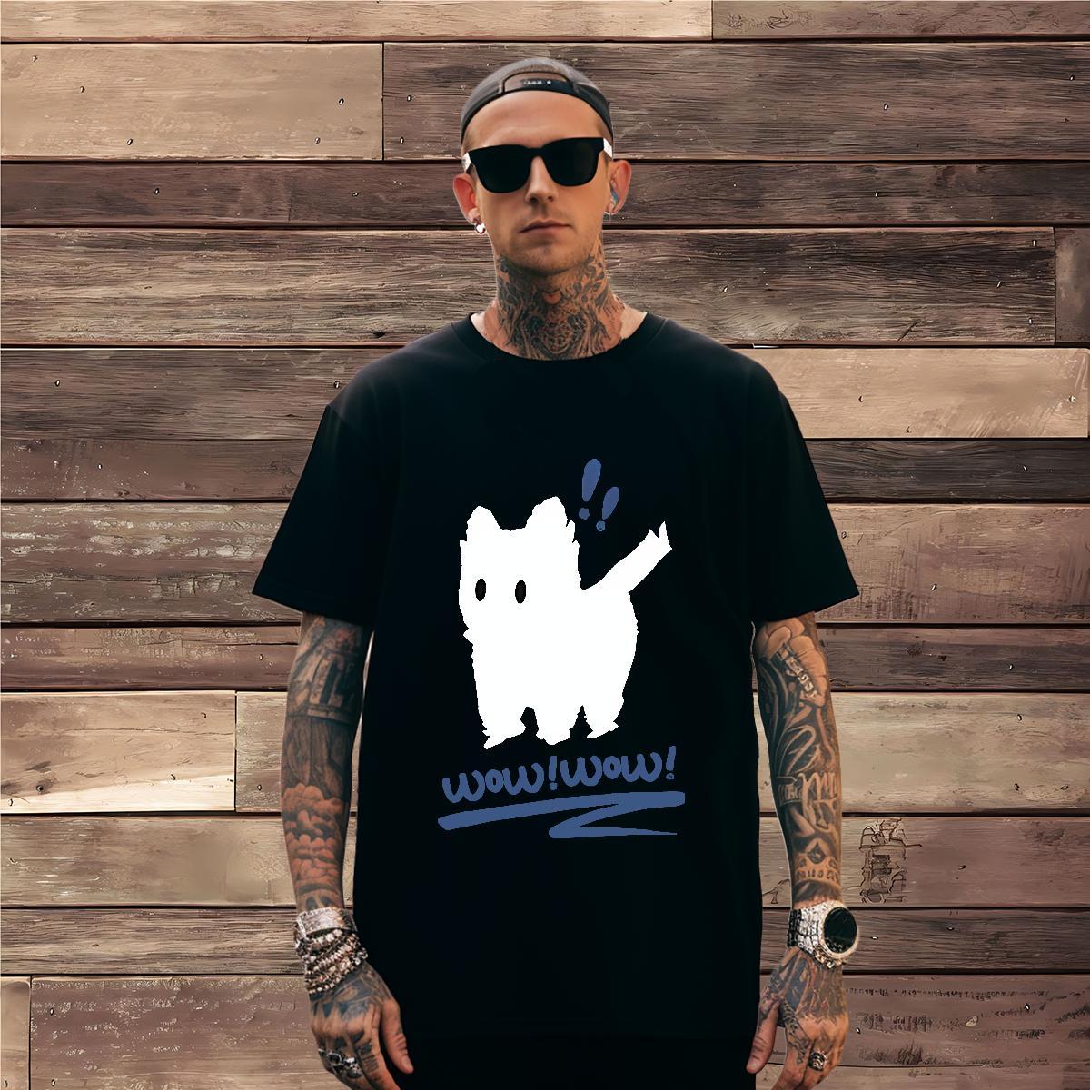 Soft dog Men T Shirts Casual Beach Men Clothes T-Shirt 230g Pure Cotton Fashion Crew Neck Skull Clothings