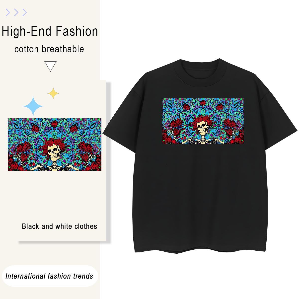 TOP Quality T Shirts Women 230g Cotton Breathable Casual flower Tshirt for Man Woman Brand DIY Anime Wear
