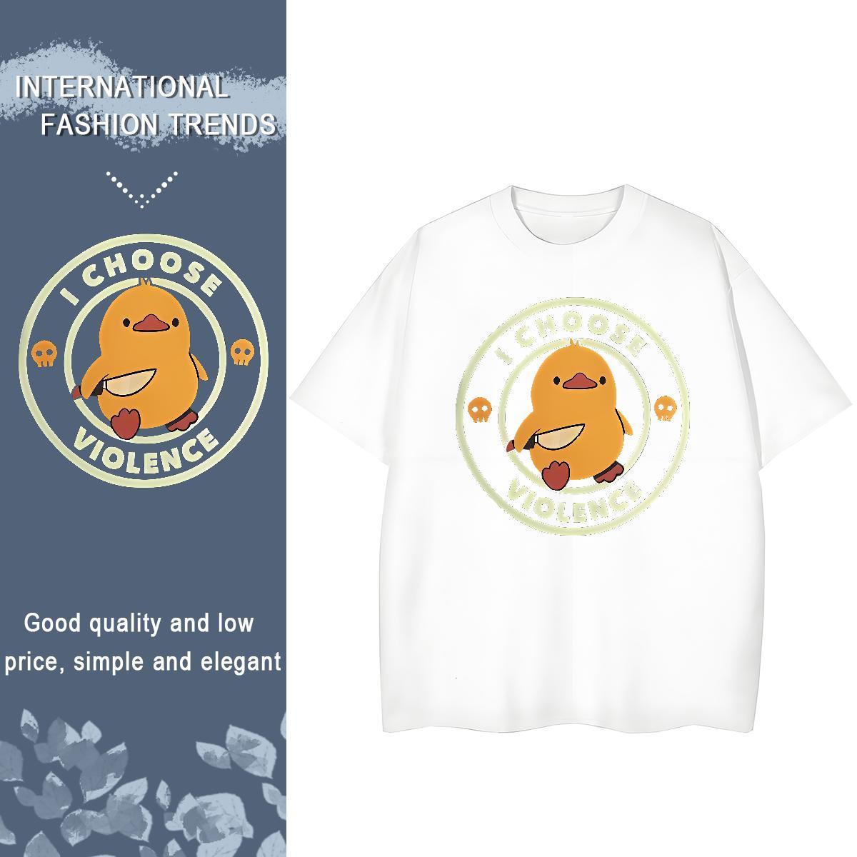 2024 Casual Womens T Shirts O Neck Short Sleeves 230g 100% Cotton Womens Tshirts DIY Printed duck Casual Sport High quality Tee Shirt