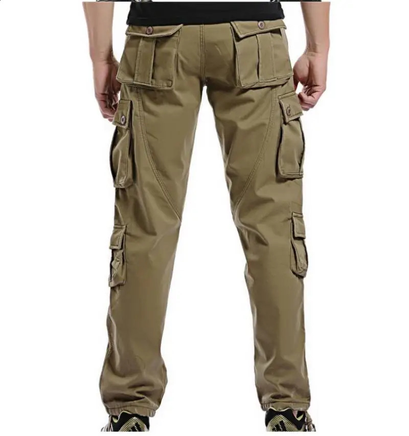 Mens Winter Pants Thick Warm Cargo Casual Wool Pocket Fur Trouser Plus Size Brushed Fashion Loose Running Work Clothes for Men 240821