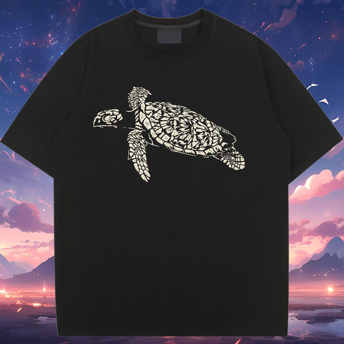 Classic T shirt Breathable 230g Pure Cotton Couples T Shirts Anime Print tortoise Casual Sport Designer Nice Polos