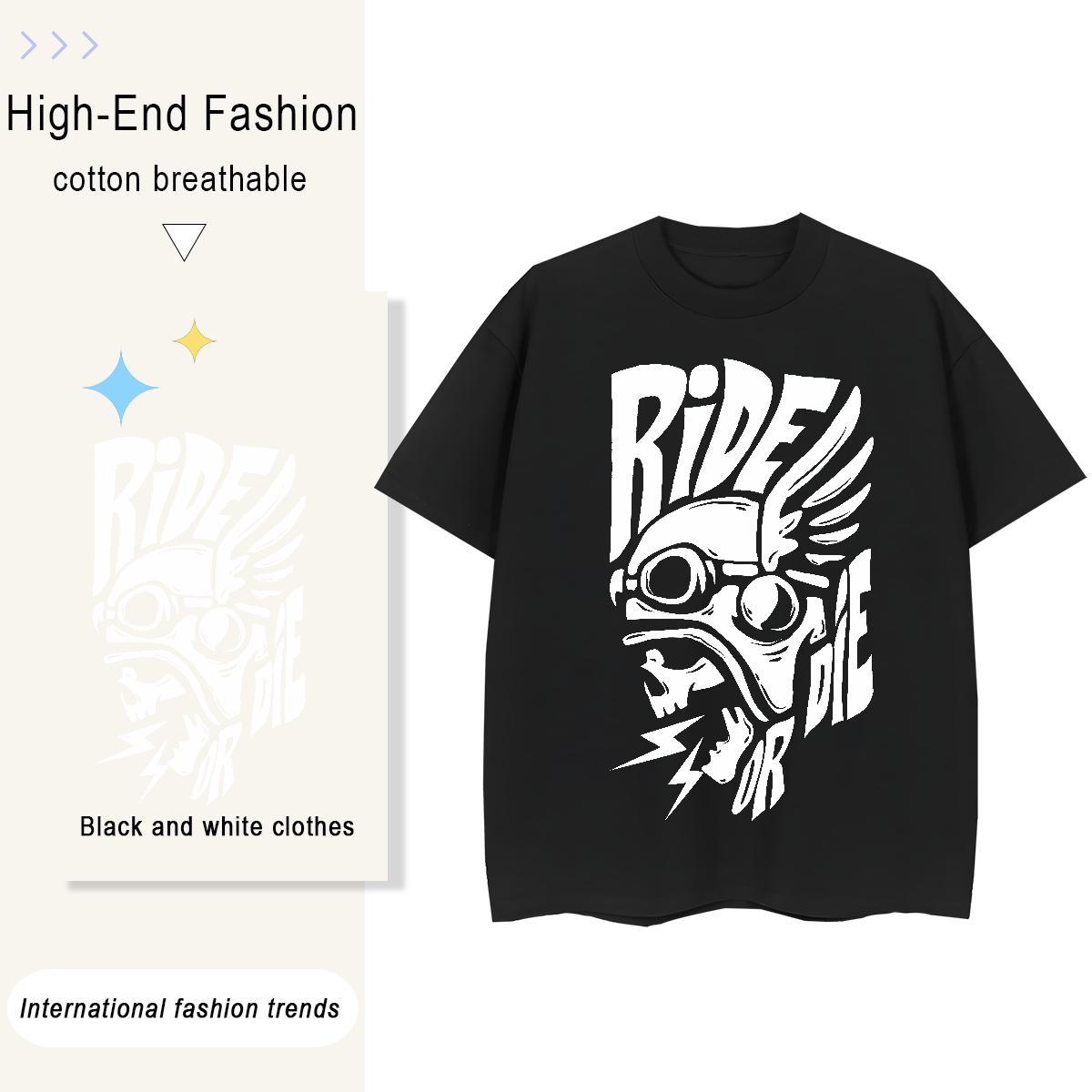 Fashion Casual Womens T Shirts 230g Cotton Round Neck Short Sleeve Daily Wear skull Women Tshirts Female Customized Clothings